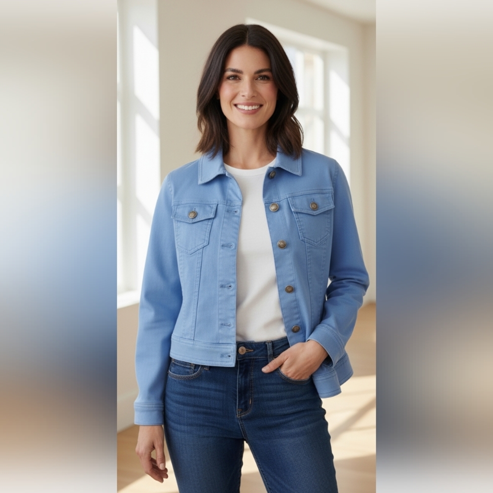NWOT Suko jeans jacket light blue 💙 Large but Fits S/M